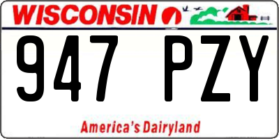 WI license plate 947PZY