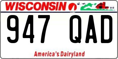 WI license plate 947QAD