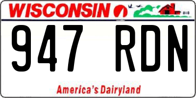 WI license plate 947RDN