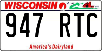 WI license plate 947RTC