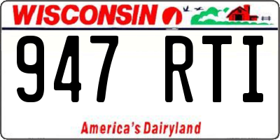WI license plate 947RTI