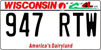 WI license plate 947RTW