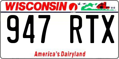 WI license plate 947RTX