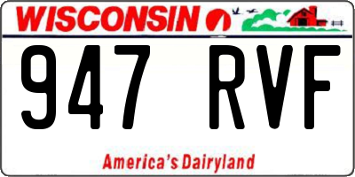 WI license plate 947RVF