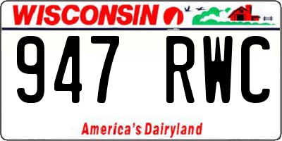 WI license plate 947RWC