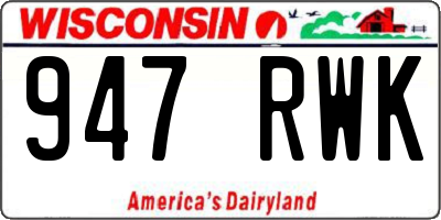 WI license plate 947RWK