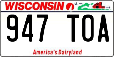 WI license plate 947TOA