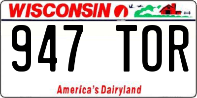 WI license plate 947TOR