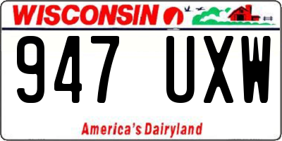 WI license plate 947UXW