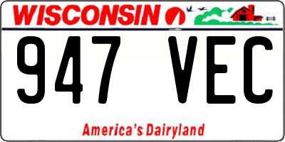 WI license plate 947VEC
