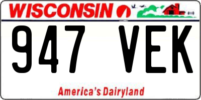 WI license plate 947VEK