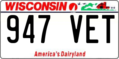WI license plate 947VET