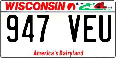 WI license plate 947VEU