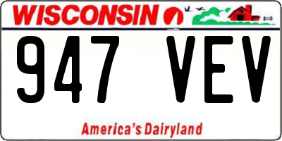 WI license plate 947VEV