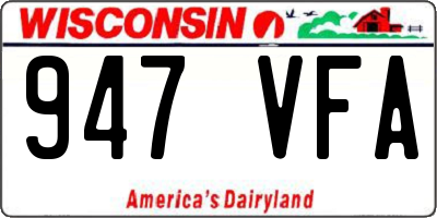 WI license plate 947VFA