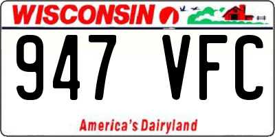 WI license plate 947VFC