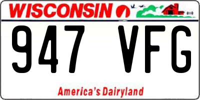 WI license plate 947VFG
