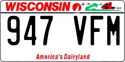 WI license plate 947VFM