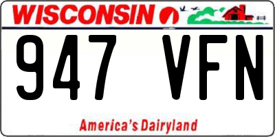 WI license plate 947VFN