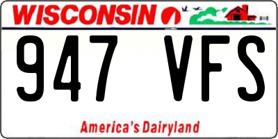 WI license plate 947VFS