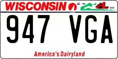 WI license plate 947VGA