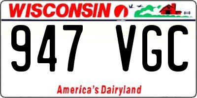 WI license plate 947VGC