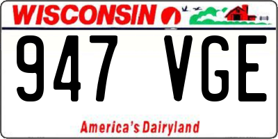 WI license plate 947VGE