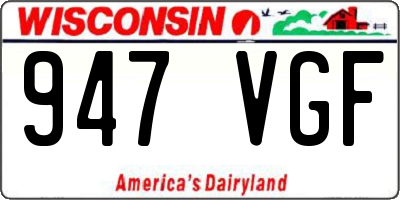 WI license plate 947VGF