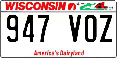 WI license plate 947VOZ