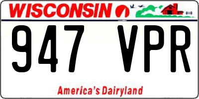 WI license plate 947VPR