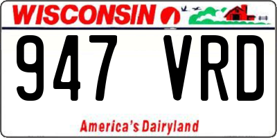 WI license plate 947VRD