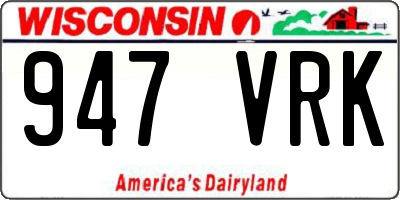 WI license plate 947VRK