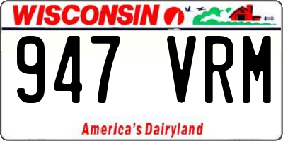 WI license plate 947VRM
