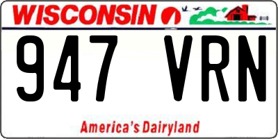 WI license plate 947VRN