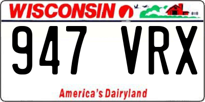 WI license plate 947VRX