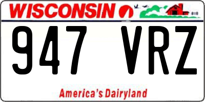 WI license plate 947VRZ