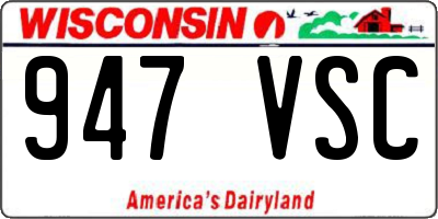WI license plate 947VSC