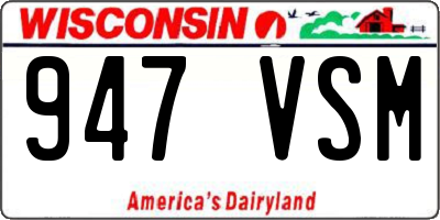 WI license plate 947VSM