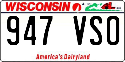 WI license plate 947VSO