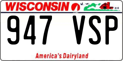 WI license plate 947VSP
