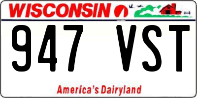 WI license plate 947VST