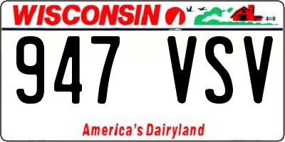WI license plate 947VSV