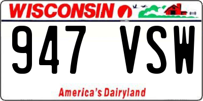 WI license plate 947VSW