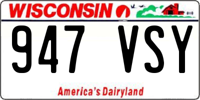 WI license plate 947VSY