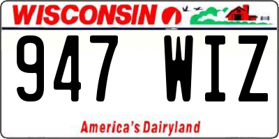WI license plate 947WIZ