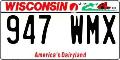 WI license plate 947WMX