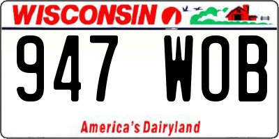 WI license plate 947WOB