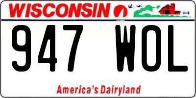 WI license plate 947WOL