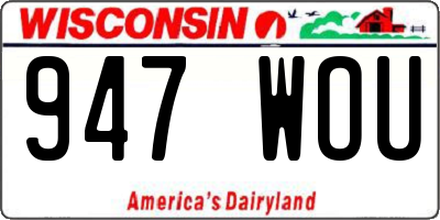 WI license plate 947WOU