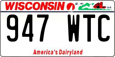 WI license plate 947WTC